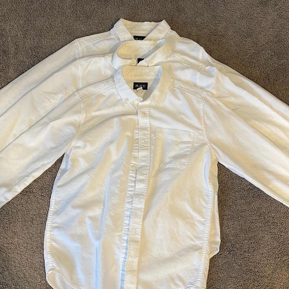 3 Childrens palace white button down dress shirts size XXL (16)